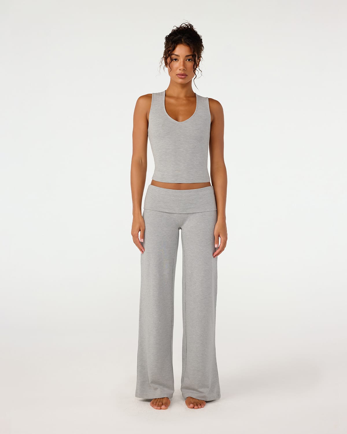 Foldover Jersey Straight Leg Pants