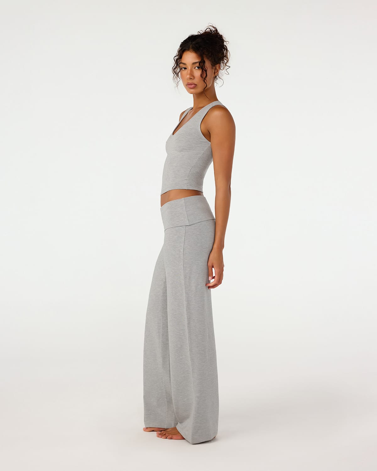 Foldover Jersey Straight Leg Pants