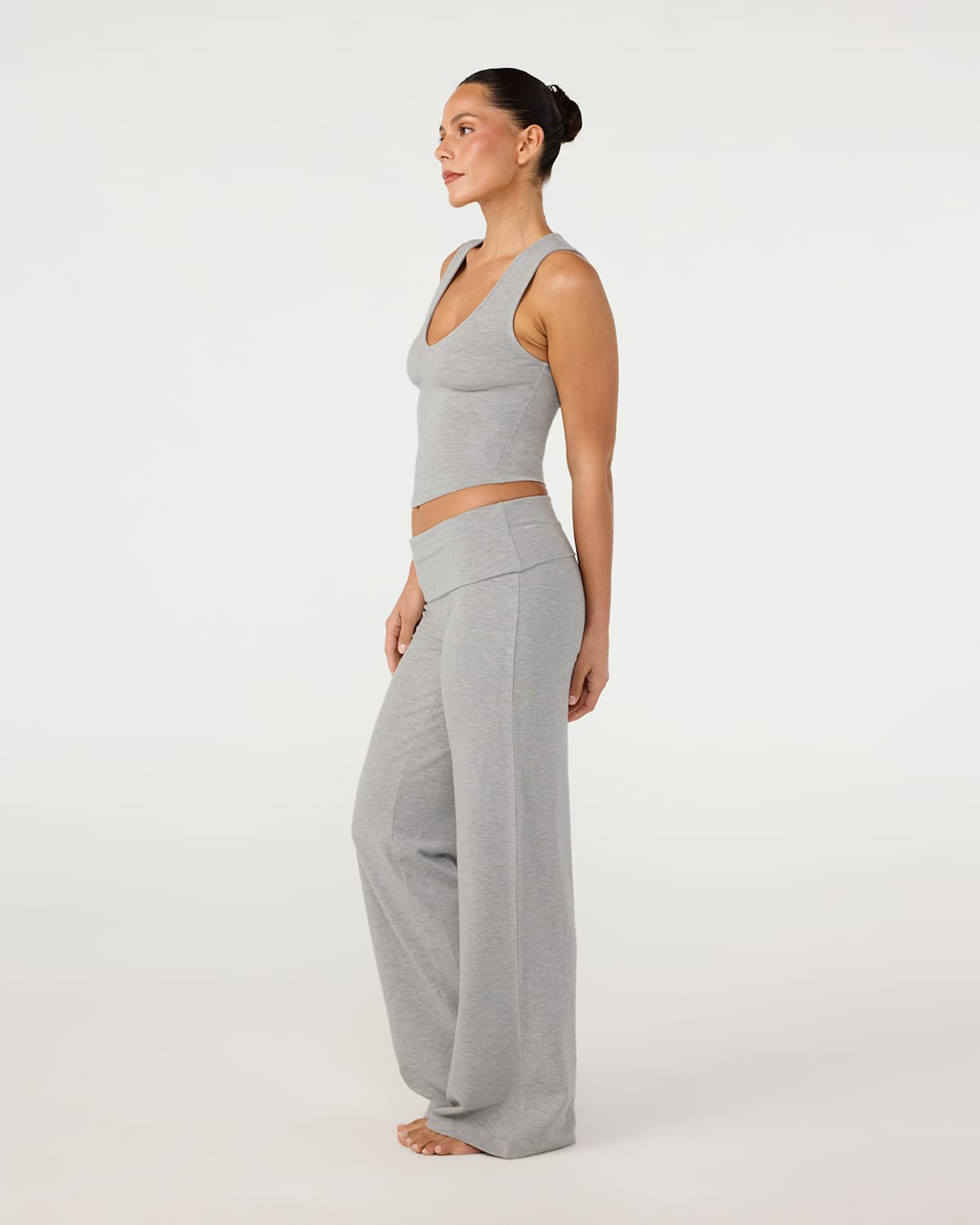 Foldover Jersey Straight Leg Pants