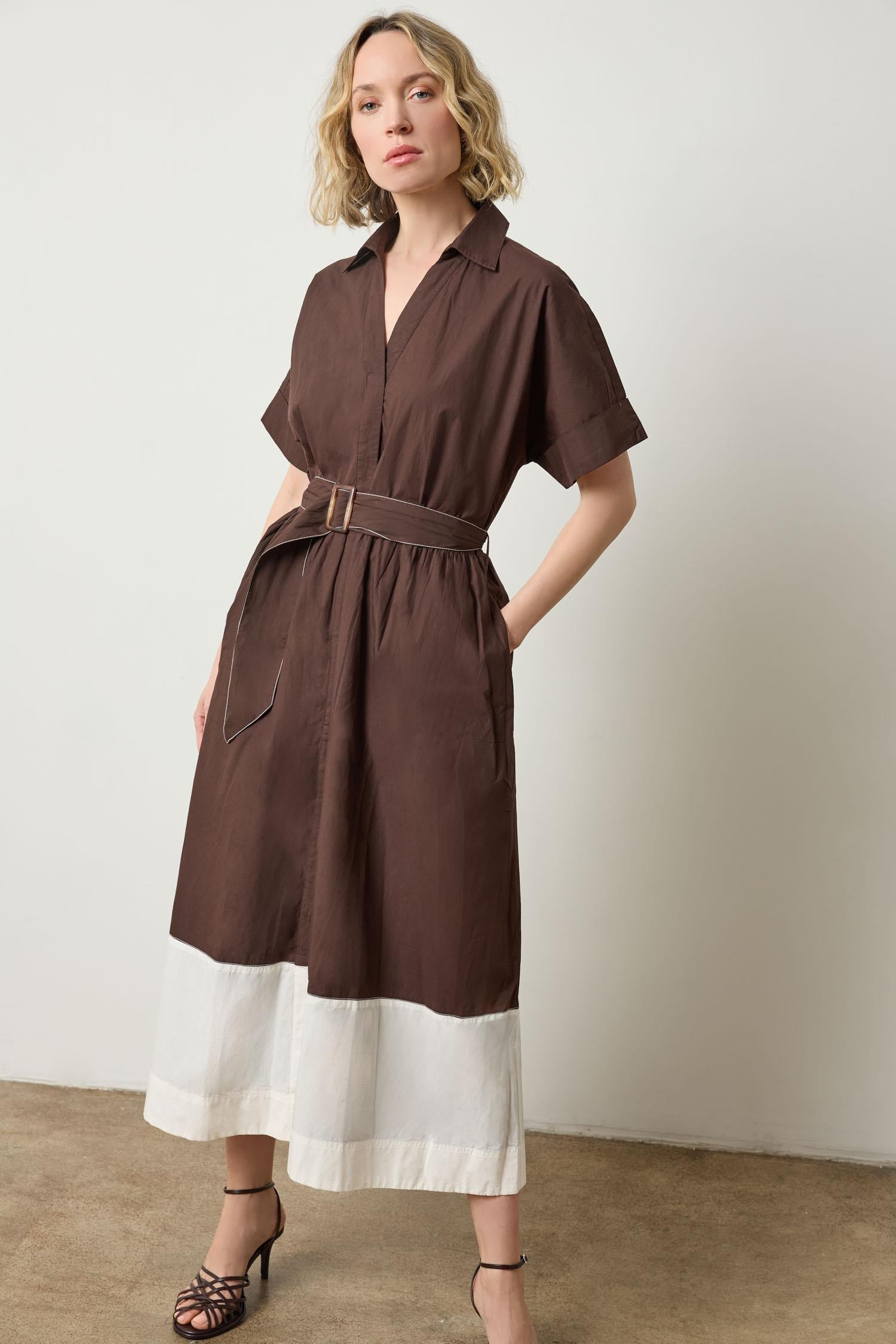 The Cocoa Belted Shirt Dress