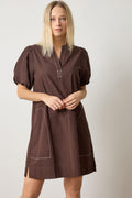 Puff Sleeve Utility Shift Dress