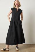 Sleek Black V-Neck Midi