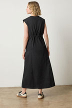 Sleek Black V-Neck Midi