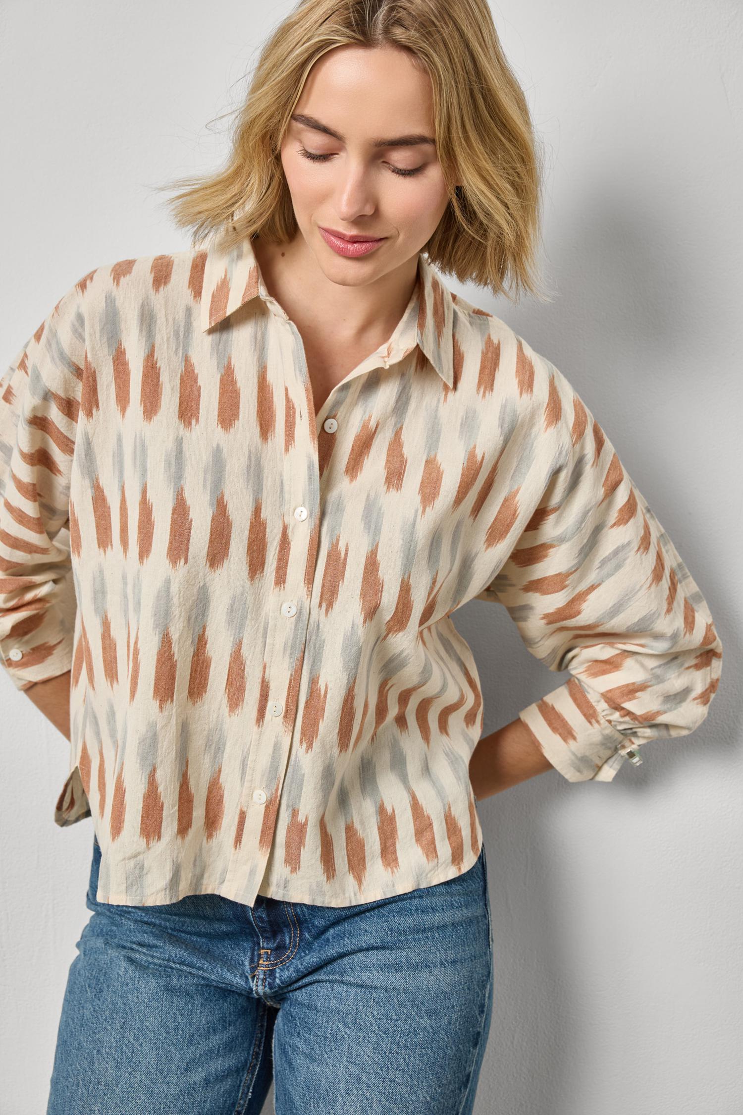 Earth-Tone Abstract Print Shirt
