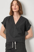 The Midnight Cuffed V-Neck Top