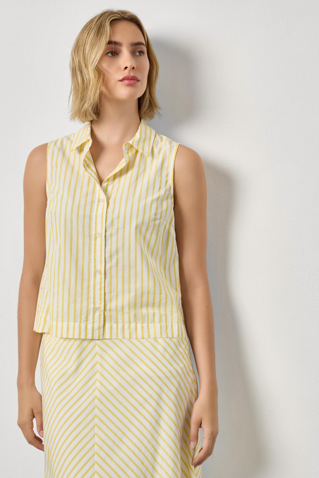 Citrus Stripe Button-Down Tank