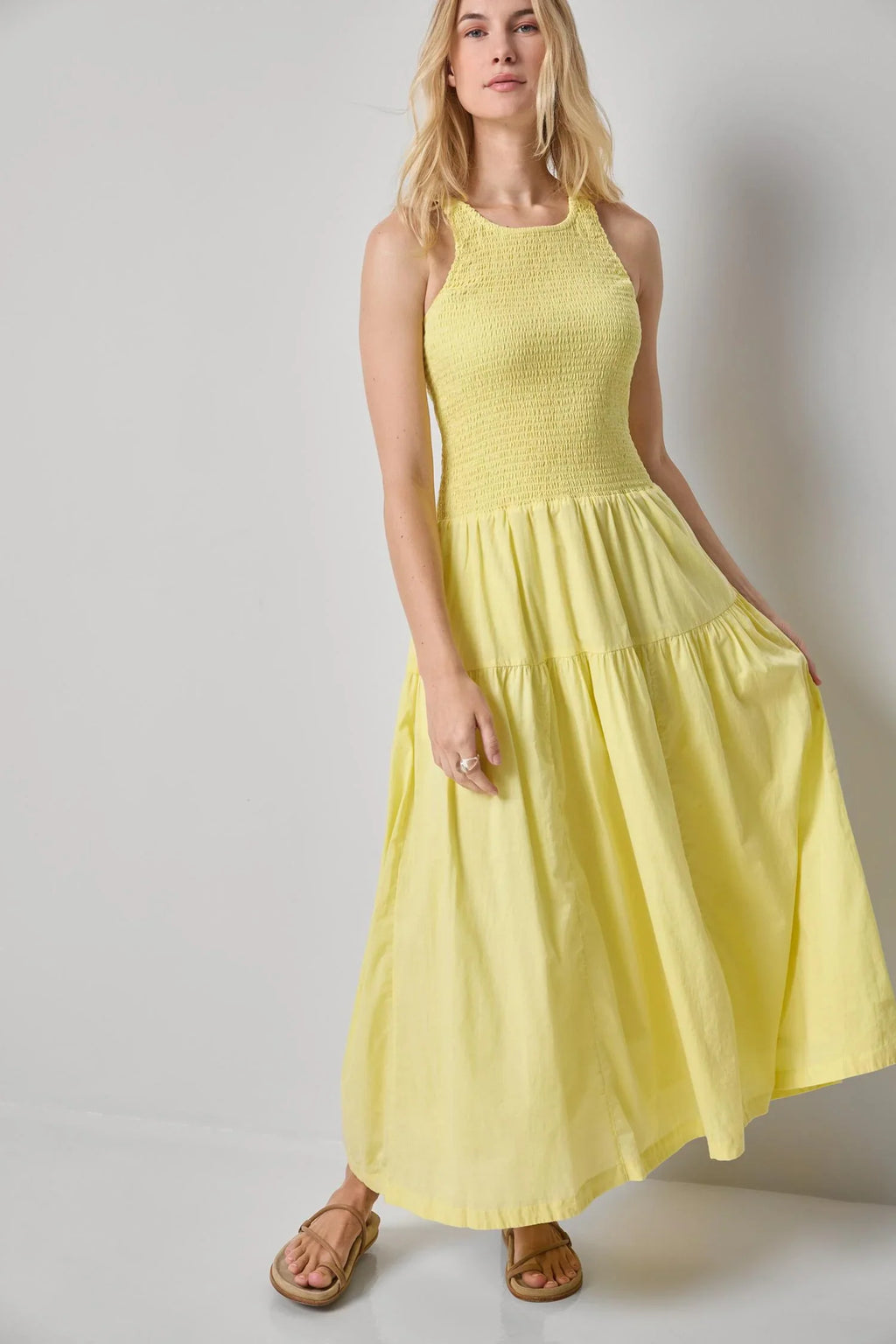 Lemon Drop Tiered Midi Dress