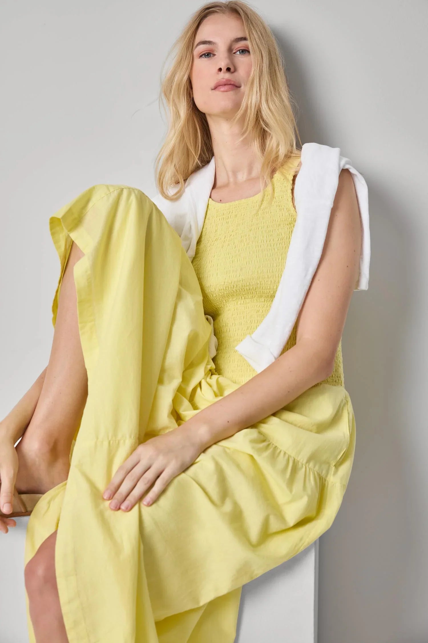 Lemon Drop Tiered Midi Dress